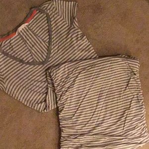 Athleta Topanga Striped Dress Sz Small V-Neck Gray